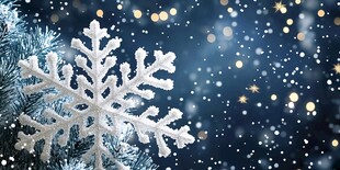 梦幻雪花装点的冬日背景