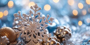 银色雪花与圣诞装饰摆件