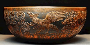 古风凤纹雕花大碗