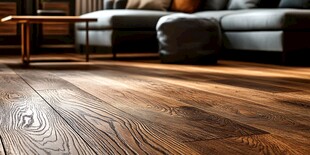 温馨客厅的实木地板特写