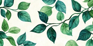 水彩绿叶图案背景纹理