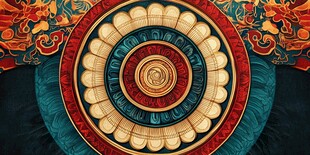 中式古典花纹圆形图案设计