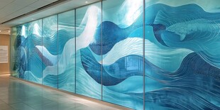 海洋主题艺术玻璃墙饰