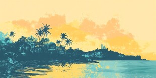 热带海滨黄昏美景