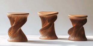 创意木质螺旋纹凳子展示