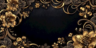 黑金花卉边框背景图