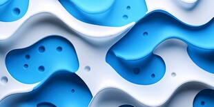 蓝白波浪状抽象纹理图案