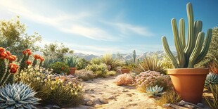 沙漠中的多彩仙人掌花园