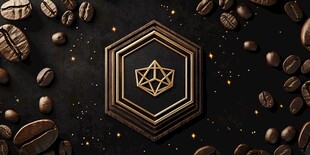 咖啡主题的精致几何徽标设计