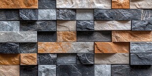多彩石砖墙面纹理展示