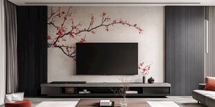 中式风客厅电视背景墙设计