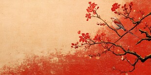 枝头俏鸟映红韵花枝