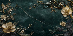 青底金花卉精致装饰图案