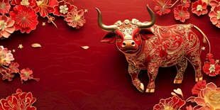 牛年祥瑞 繁花簇拥金牛