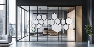 现代简约玻璃隔断办公室空间