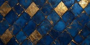 蓝金菱形图案复古纹理背景