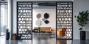 现代风格几何图案屏风隔断