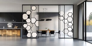 现代风六边形隔断家居空间