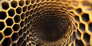 金色蜂巢状立体空间隧道