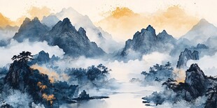 水墨山水间 云雾绕奇峰