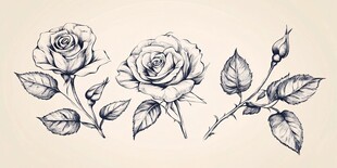 手绘玫瑰花卉植物图案