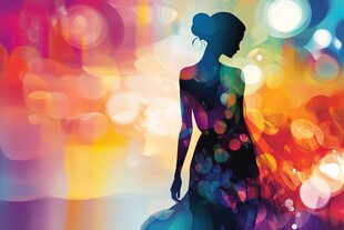 梦幻光影中的优雅女性身影