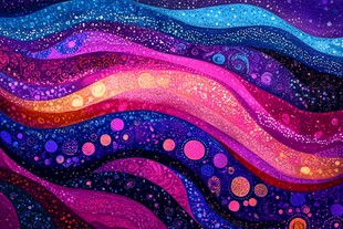 梦幻绚丽的多彩波浪图案