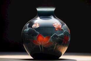 中式荷花纹花瓶艺术之美