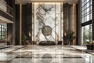 豪华大理石装饰的酒店大堂
