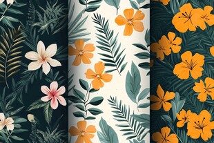 热带花卉植物图案设计