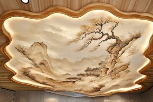 中式山水艺术吸顶灯