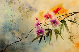 水墨兰花写意画