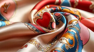 绚丽多彩丝绸围巾特写