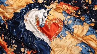 梦幻独角兽与绚丽花卉图案