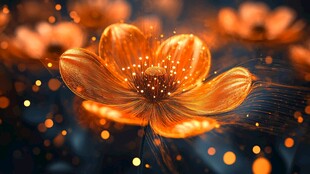 梦幻橙色花朵 光芒绽放