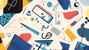 创意文具几何元素插画