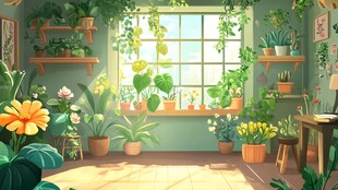 绿植满室的温馨室内空间
