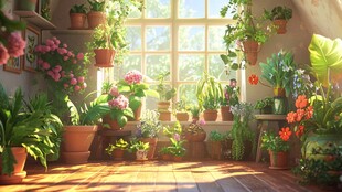 阳光满溢的温馨室内植物园