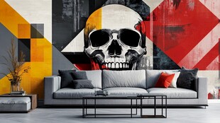 个性骷髅壁画装饰的客厅