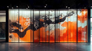 中式水墨屏风艺术空间