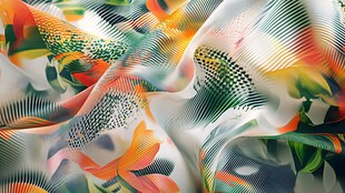 多彩花卉图案轻盈丝绸布料