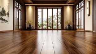 中式客厅木地板宽敞明亮