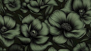 深绿花卉图案纹理背景