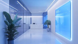 现代科技风明亮办公走廊