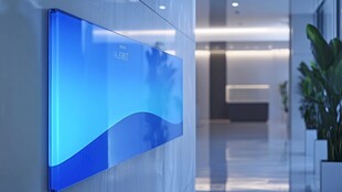 蓝色科技风大厅墙面显示屏