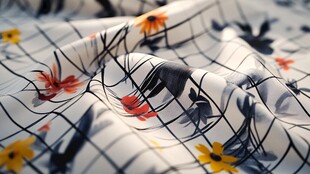 花卉格纹布料特写