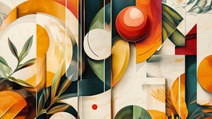 几何花卉抽象艺术图案