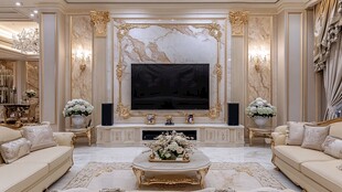 奢华欧式客厅电视背景墙设计