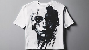 个性人脸印花潮流T恤