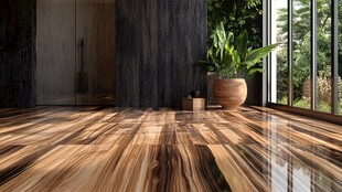 现代风木地板室内一角